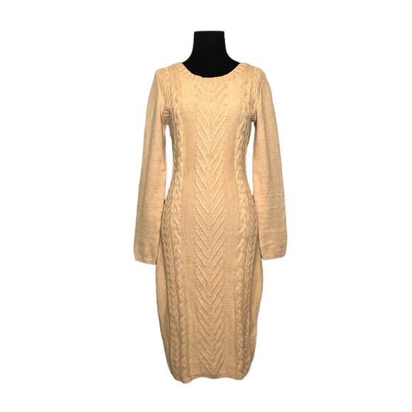 Dear Love beige cable knit long sleeves sweater dress size Small - Picture 6 of 11
